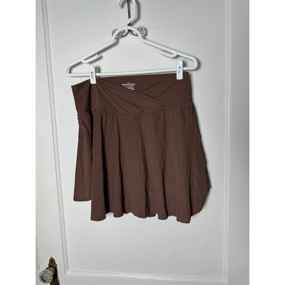 Amazon Chocolate Brown Buttery Soft Cross Front Athletic Skort Women's XL